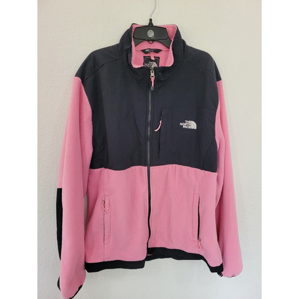 The North Face Denali Fleece Jacket Womens 2XL Pink Blk Colorblock Full Zip #19
